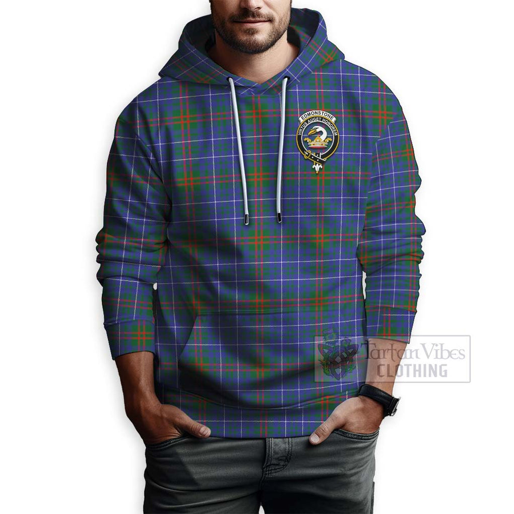 Tartan Vibes Clothing Edmonstone Tartan Hoodie with Family Crest Celtic Skull Style