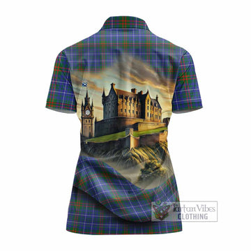 Edmonstone Tartan Family Crest Women's Polo Shirt with Scottish Ancient Castle Style - Tartan Vibes Clothing