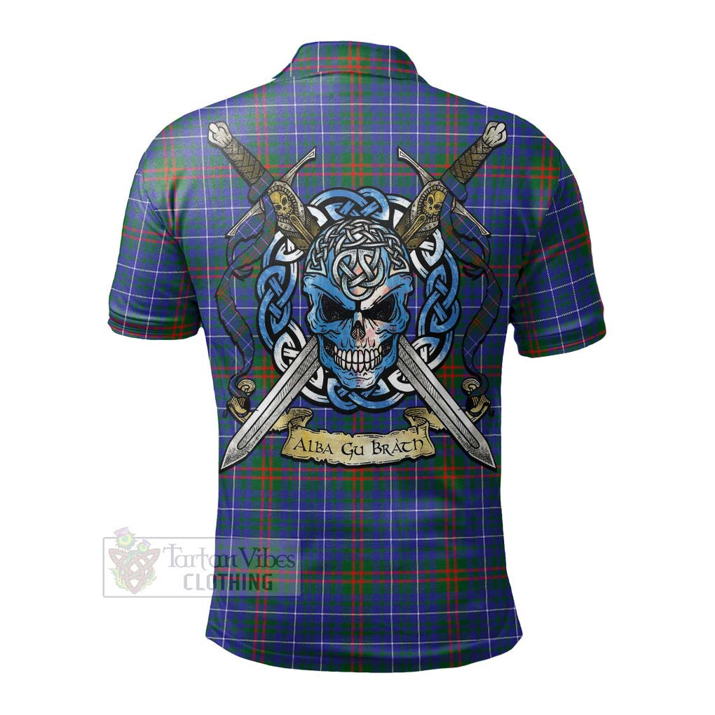 Tartan Vibes Clothing Edmonstone Tartan Polo Shirt with Family Crest Celtic Skull Style