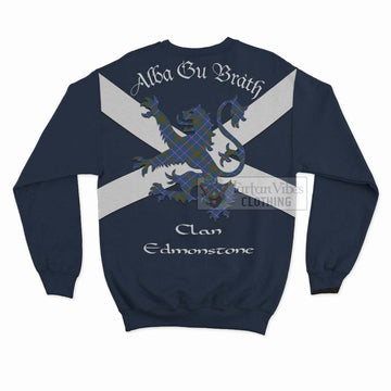 Edmonstone Tartan Lion Rampant Sweatshirt  Proudly Display Your Heritage with Alba Gu Brath and Clan Name