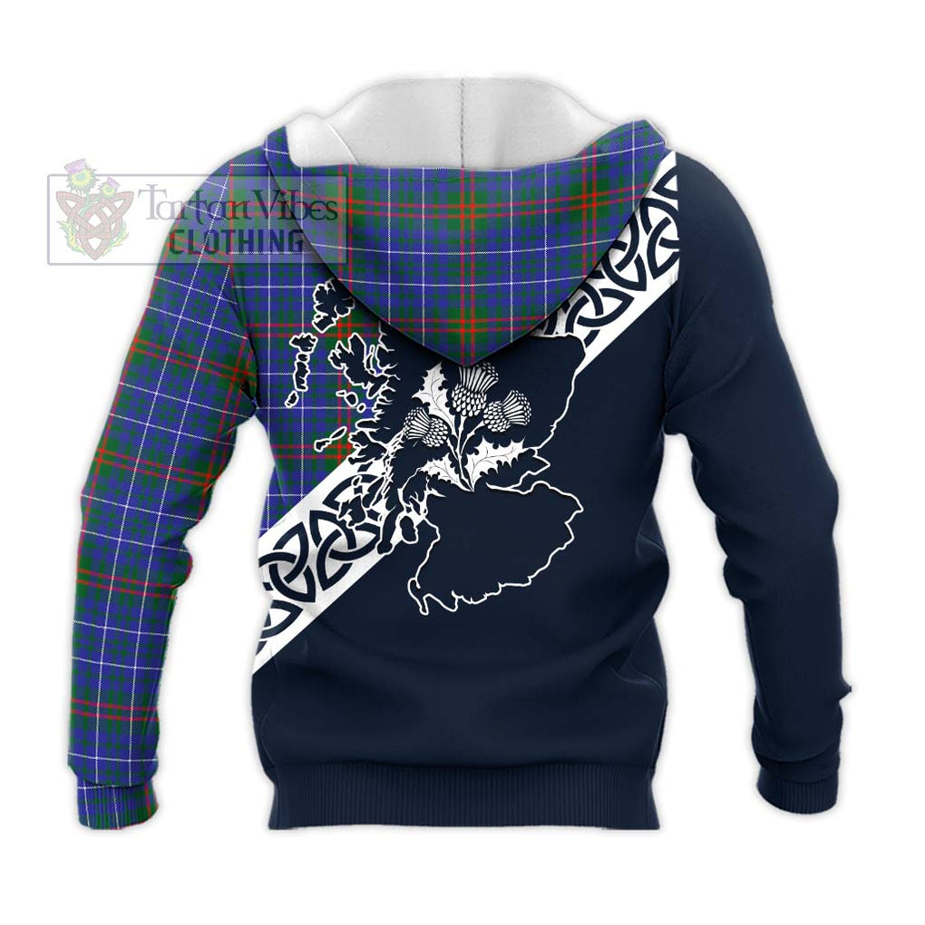 Tartan Vibes Clothing Edmonstone Tartan Knitted Hoodie Featuring Thistle and Scotland Map