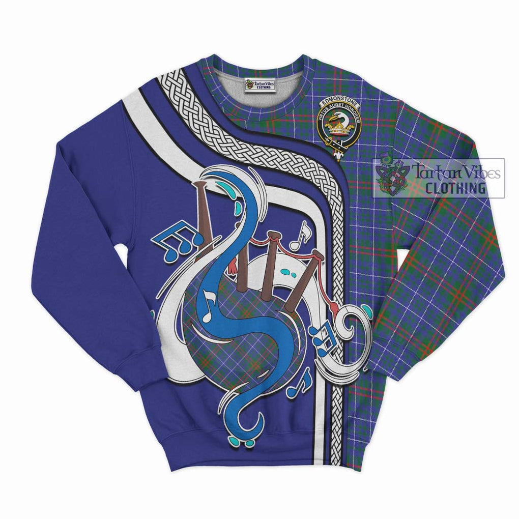 Edmonstone Tartan Sweatshirt with Epic Bagpipe Style - Tartanvibesclothing Shop