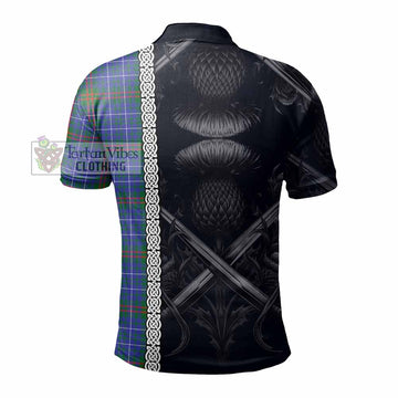 Edmonstone Tartan Polo Shirt with Family Crest Cross Sword Thistle Celtic Vibes - Tartan Vibes Clothing
