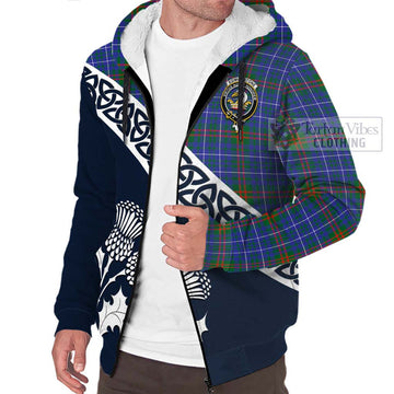 Edmonstone Tartan Sherpa Hoodie Featuring Thistle and Scotland Map