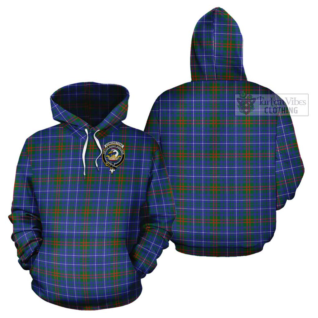 Edmonstone Tartan Cotton Hoodie with Family Crest - Tartan Vibes Clothing