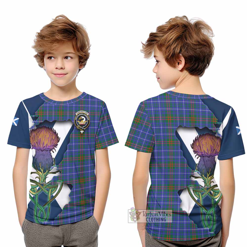 Edmonstone Tartan Family Crest Kid T-Shirt Scottish Thistle Celtic Inspired - Tartan Vibes Clothing