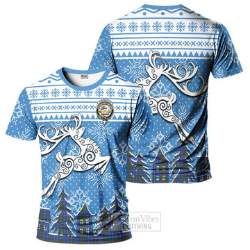 Edmonstone Clan Christmas T-Shirt Celtic Reindeer Style