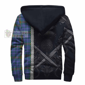 Edmonstone Tartan Sherpa Hoodie with Family Crest Cross Sword Thistle Celtic Vibes - Tartan Vibes Clothing