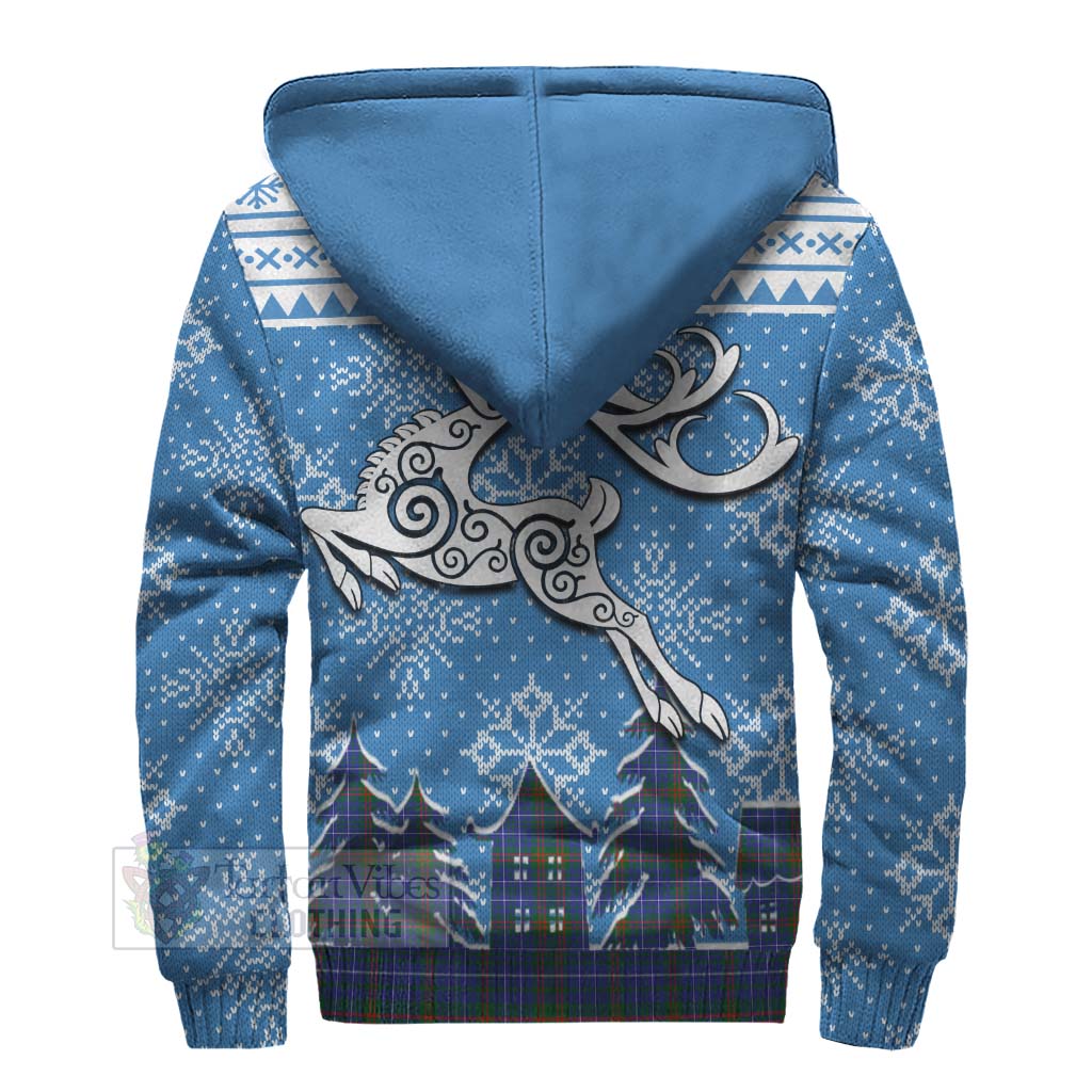 Tartan Vibes Clothing Edmonstone Clan Christmas Sherpa Hoodie Celtic Reindeer Style