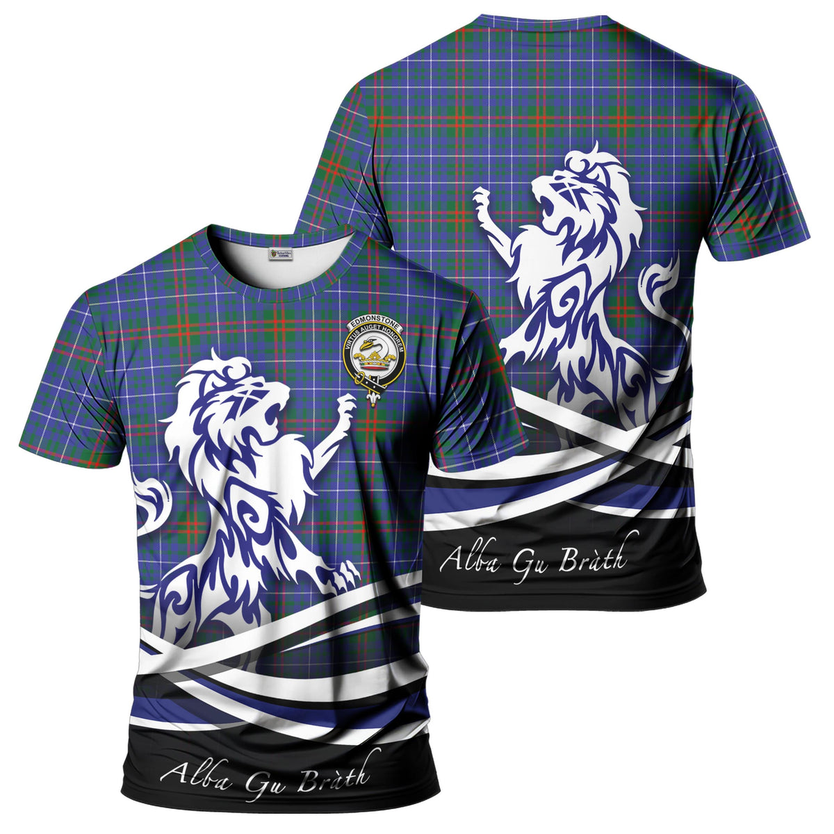 Edmonstone Tartan T-Shirt with Alba Gu Brath Regal Lion Emblem - Tartan Vibes Clothing