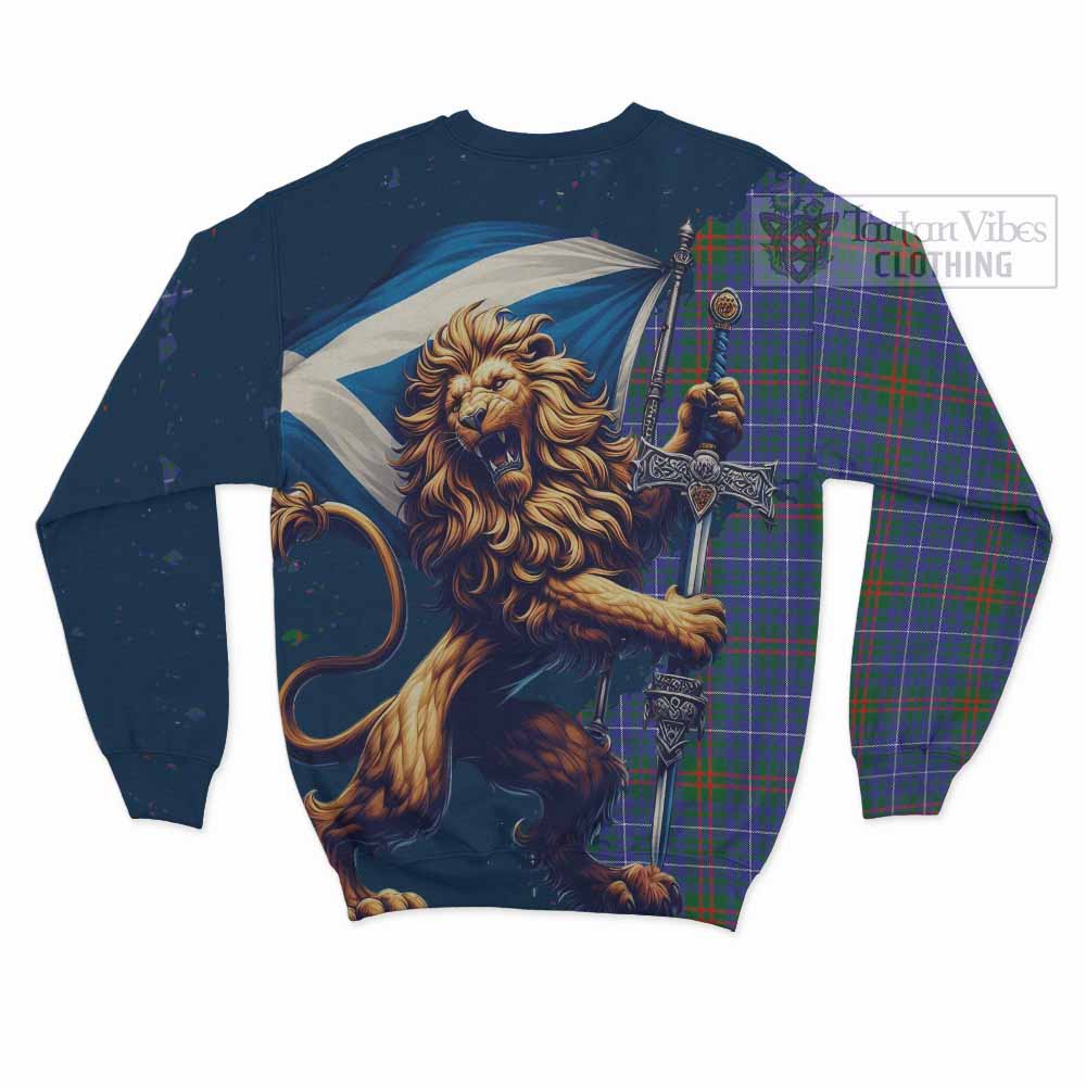 Tartan Vibes Clothing Edmonstone Tartan Family Crest Sweatshirt with Scottish Majestic Lion