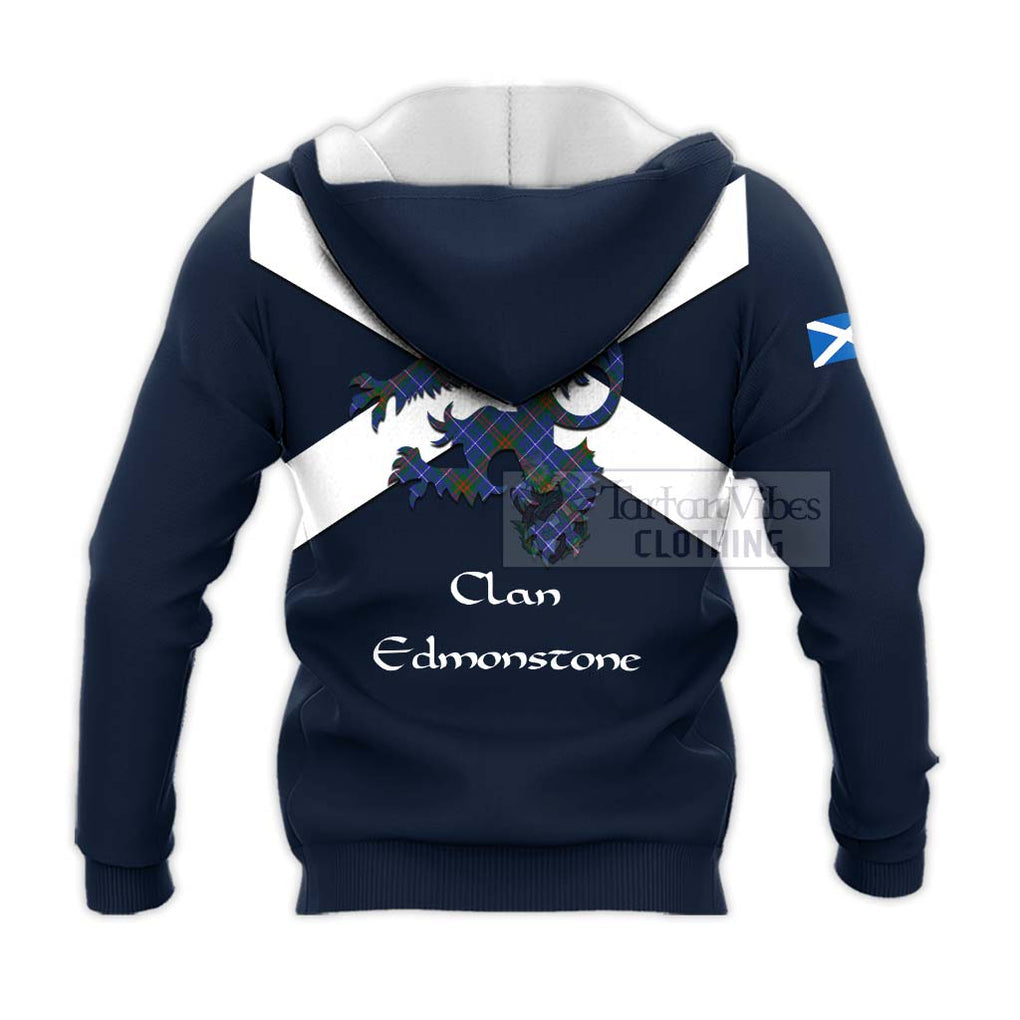 Tartan Vibes Clothing Edmonstone Tartan Lion Rampant Knitted Hoodie – Proudly Display Your Heritage with Alba Gu Brath and Clan Name