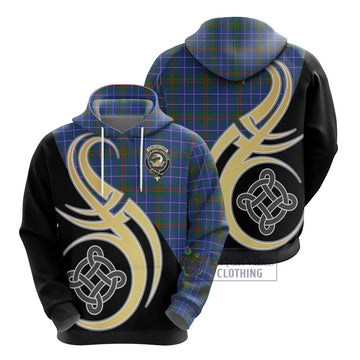 Edmonstone Tartan Hoodie with Family Crest and Celtic Symbol Style