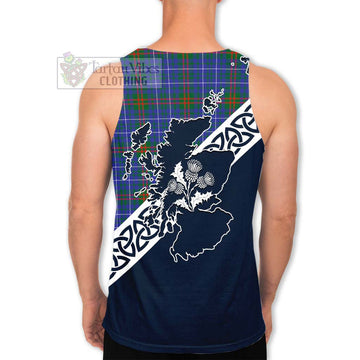 Edmonstone Tartan Men's Tank Top Featuring Thistle and Scotland Map - Tartan Vibes Clothing