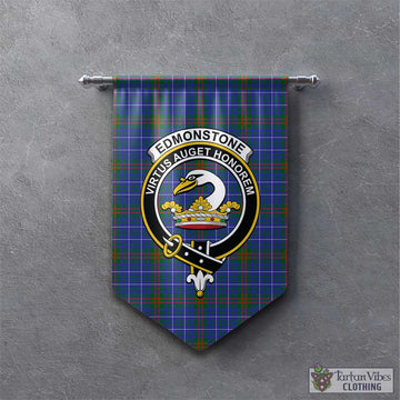 Edmonstone Tartan Gonfalon, Tartan Banner with Family Crest - Tartan Vibes Clothing