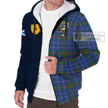 Edmonstone Tartan Sherpa Hoodie Alba with Scottish Lion Royal Arm Half Style