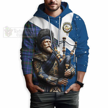 Edmonstone Tartan Hoodie with Family Crest Scottish Bagpiper Vibes - Tartan Vibes Clothing