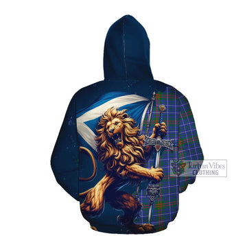 Edmonstone Tartan Family Crest Cotton Hoodie with Scottish Majestic Lion Pullover Hoodie - Tartan Vibes Clothing