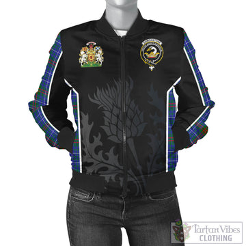 Edmonstone Tartan Bomber Jacket with Family Crest and Scottish Thistle Vibes Sport Style - Tartan Vibes Clothing