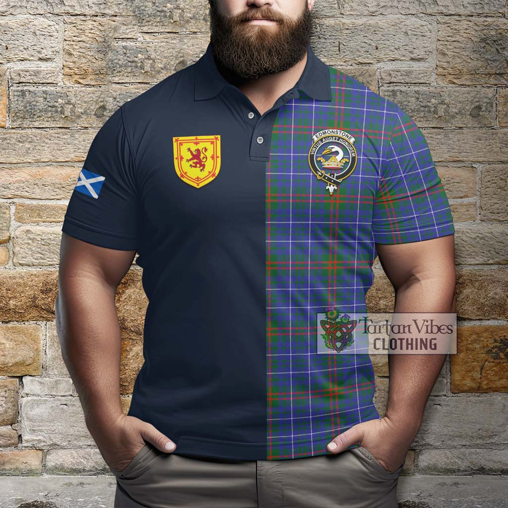 Tartan Vibes Clothing Edmonstone Tartan Polo Shirt with Scottish Lion Royal Arm Half Style