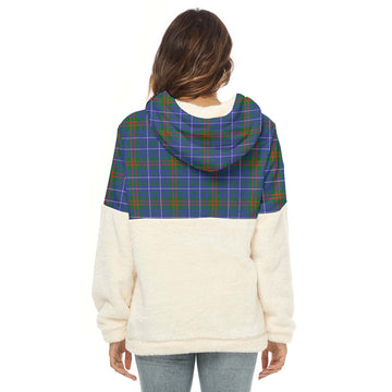 Edmonstone Tartan Women's Borg Fleece Hoodie With Half Zip with Family Crest