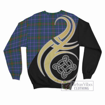 Edmonstone Tartan Sweatshirt with Family Crest and Celtic Symbol Style