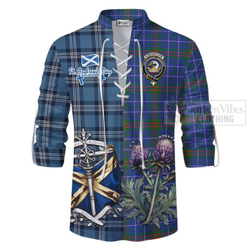 Edmonstone Tartan Ghillie Kilt Shirt Happy St. Andrew's Day Half Tartan Style - Tartan Vibes Clothing