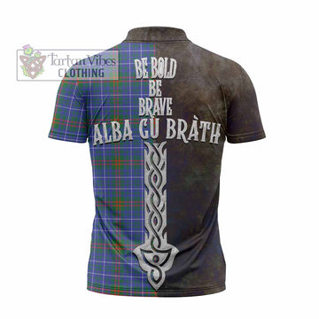 Edmonstone Tartan Family Crest Zipper Polo Shirt Alba Gu Brath Be Brave Lion Ancient Style - Tartan Vibes Clothing