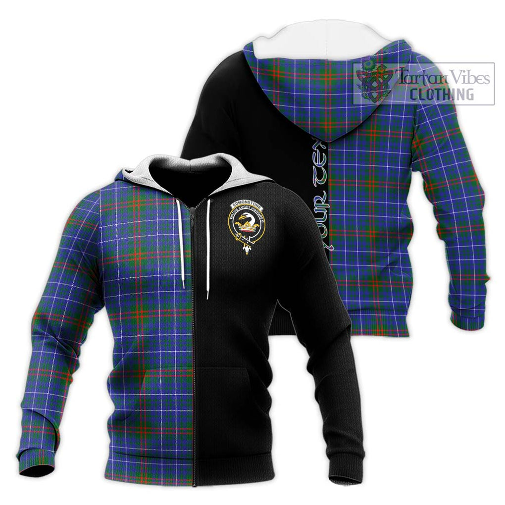 Edmonstone Tartan Knitted Hoodie with Family Crest and Half Of Me Style Unisex Knitted Zip Hoodie - Tartanvibesclothing Shop