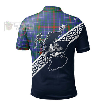 Edmonstone Tartan Polo Shirt Featuring Thistle and Scotland Map