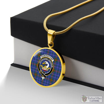 Edmonstone Tartan Circle Necklace with Family Crest Luxury Necklace (Gold) No - Tartan Vibes Clothing