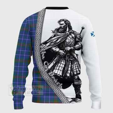 Edmonstone Tartan Clan Crest Knitted Sweater with Highlander Warrior Celtic Style - Tartan Vibes Clothing