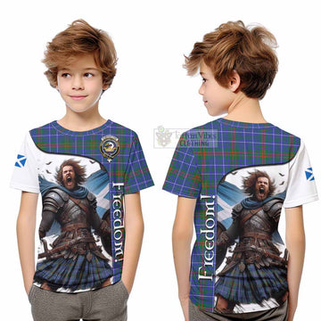 Edmonstone Crest Tartan Kid T-Shirt Inspired by the Freedom of Scottish Warrior