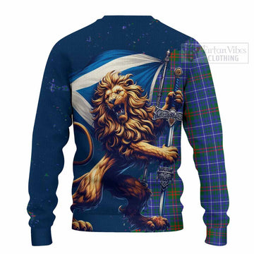 Edmonstone Tartan Family Crest Knitted Sweater with Scottish Majestic Lion - Tartan Vibes Clothing