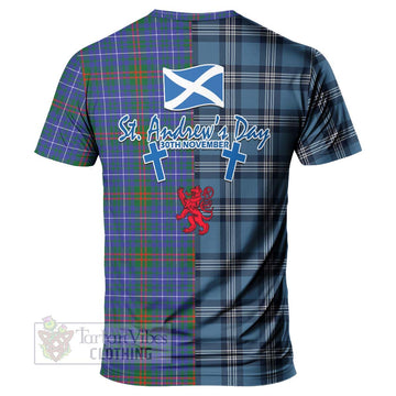 Edmonstone Tartan T-Shirt Happy St. Andrew's Day Half Tartan Style