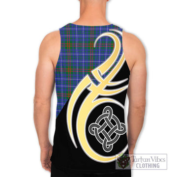 Edmonstone Tartan Men's Tank Top with Family Crest and Celtic Symbol Style