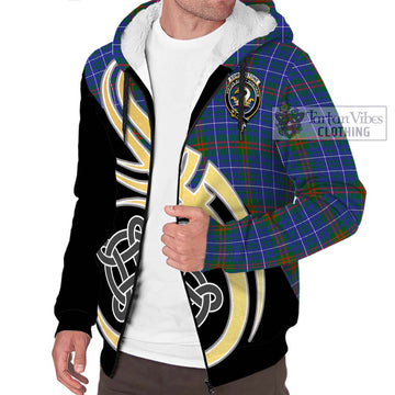 Edmonstone Tartan Sherpa Hoodie with Family Crest and Celtic Symbol Style