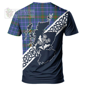 Edmonstone Tartan T-Shirt Featuring Thistle and Scotland Map