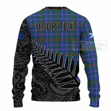 Edmonstone Crest Tartan Knitted Sweater with New Zealand Silver Fern Half Style - Tartan Vibes Clothing