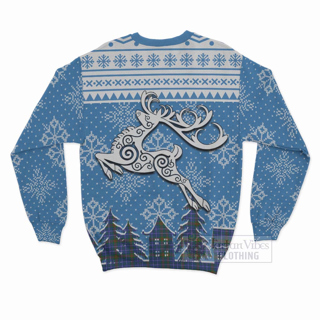 Tartan Vibes Clothing Edmonstone Clan Christmas Sweatshirt Celtic Reindeer Style