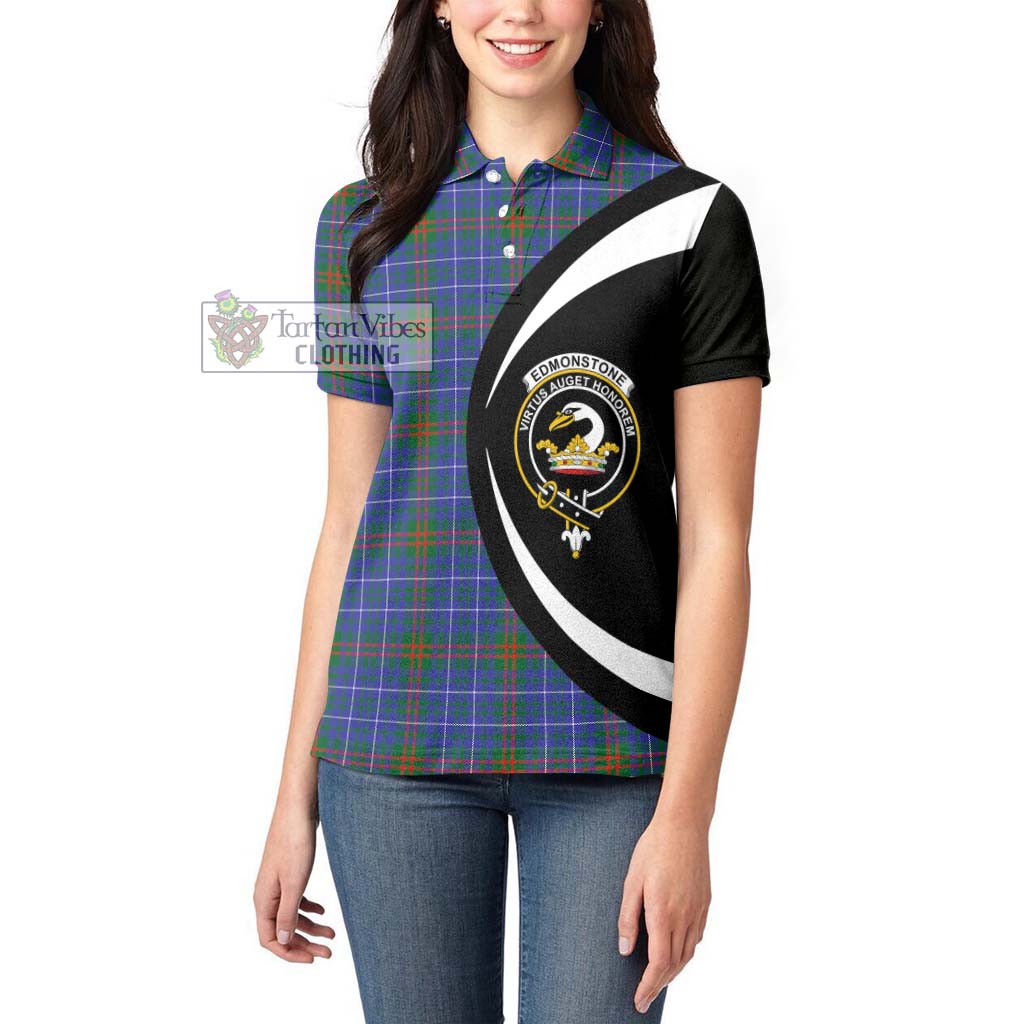 Edmonstone Tartan Women's Polo Shirt with Family Crest Circle Style - Tartan Vibes Clothing