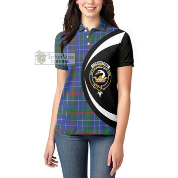 Edmonstone Tartan Women's Polo Shirt with Family Crest Circle Style