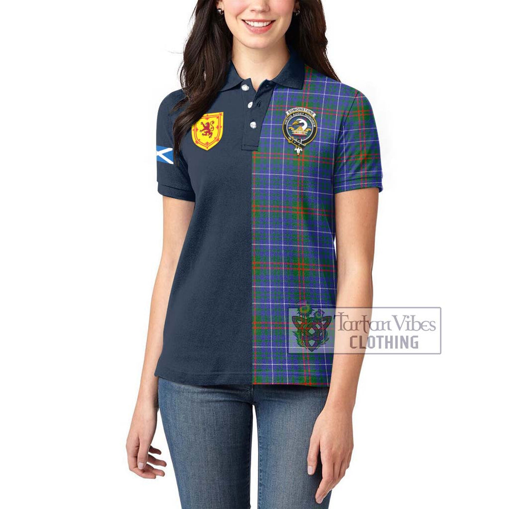 Tartan Vibes Clothing Edmonstone Tartan Women's Polo Shirt with Scottish Lion Royal Arm Half Style