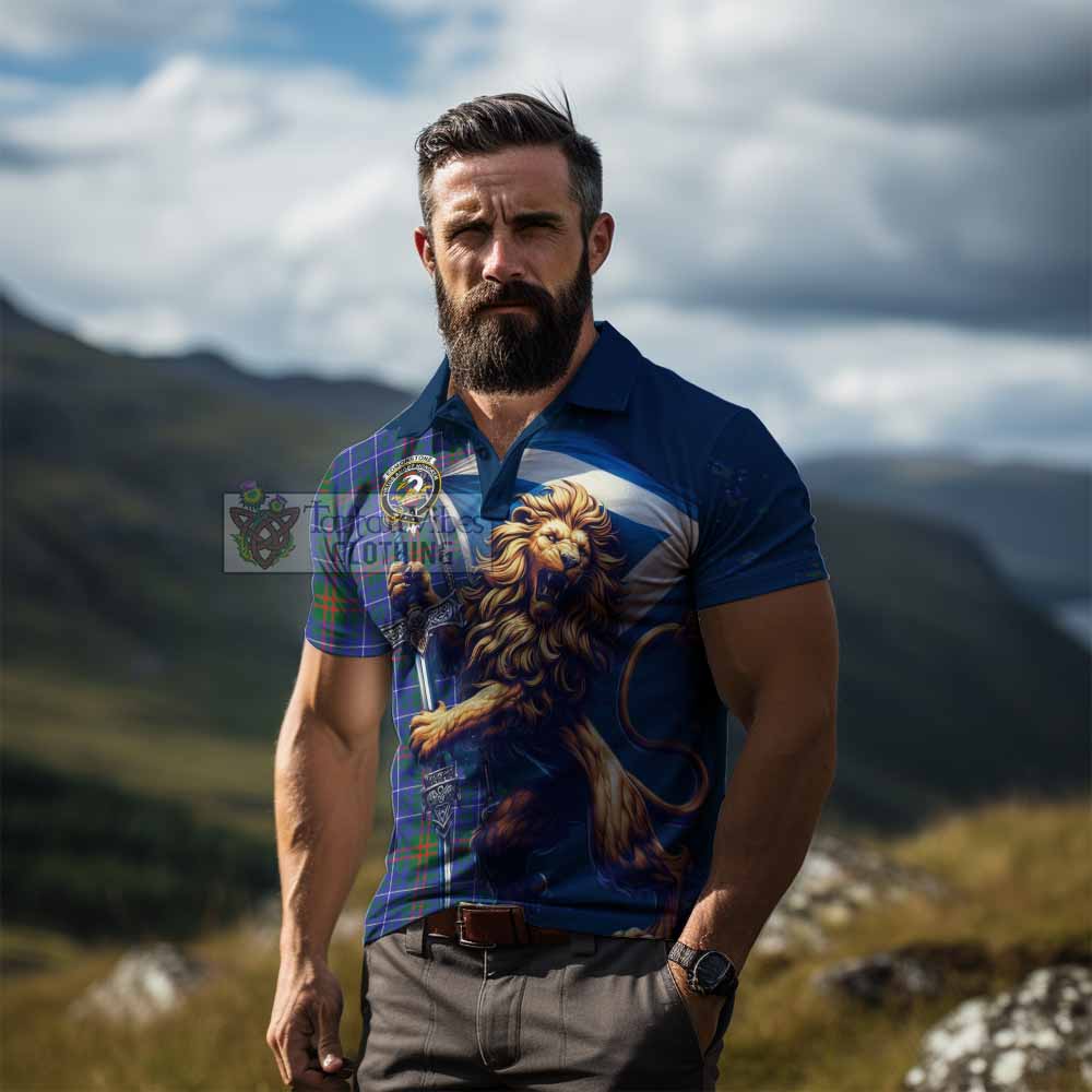 Tartan Vibes Clothing Edmonstone Tartan Family Crest Men's Polo Shirt with Scottish Majestic Lion