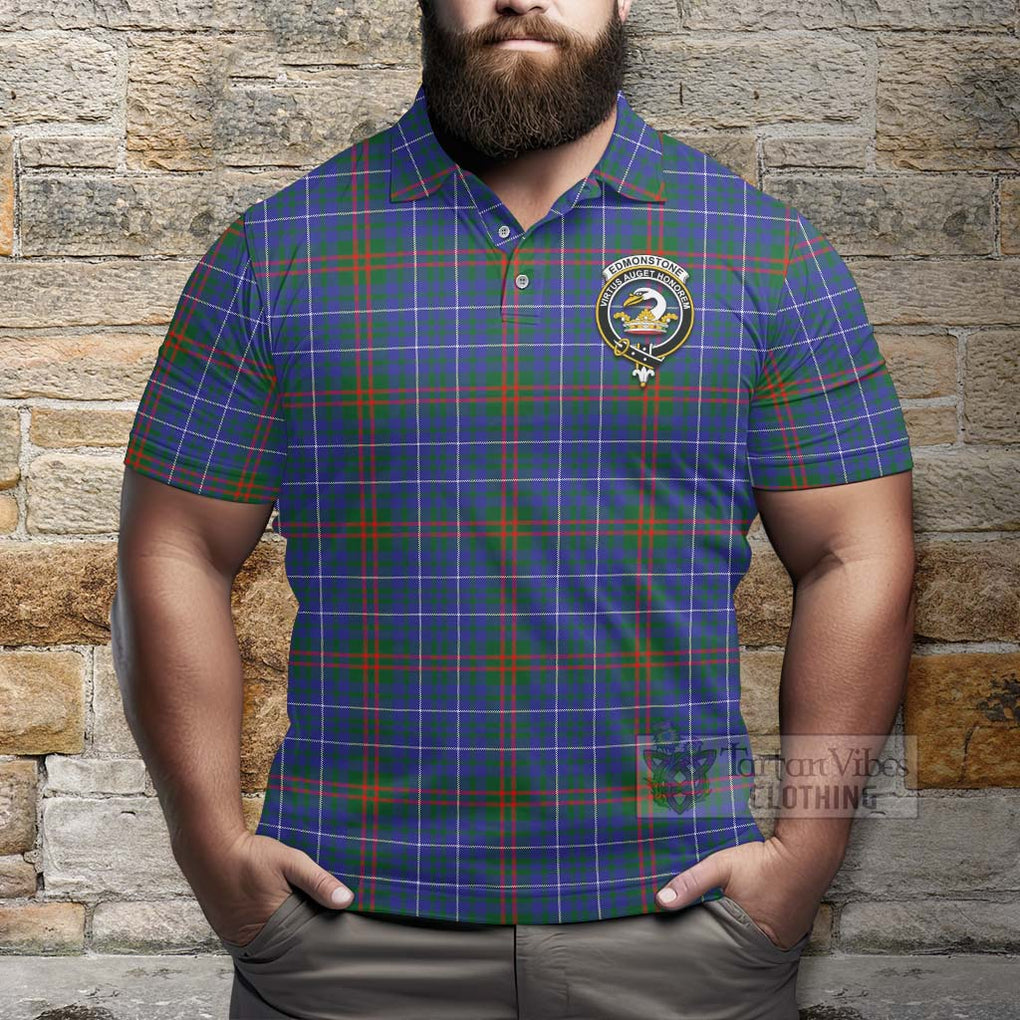 Tartan Vibes Clothing Edmonstone Tartan Polo Shirt with Family Crest Celtic Skull Style