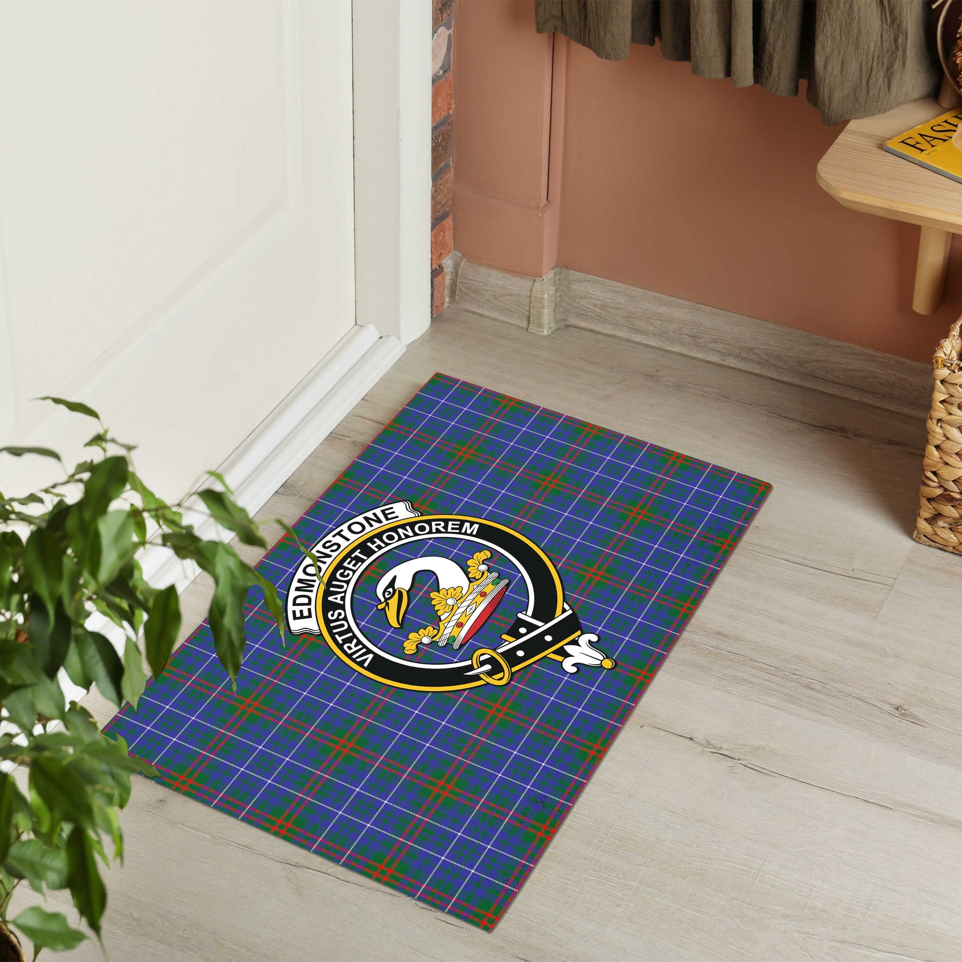 Edmonstone Tartan Door Mat with Family Crest