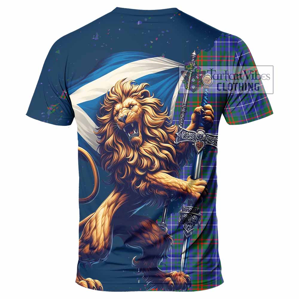 Tartan Vibes Clothing Edmonstone Tartan Family Crest T-Shirt with Scottish Majestic Lion