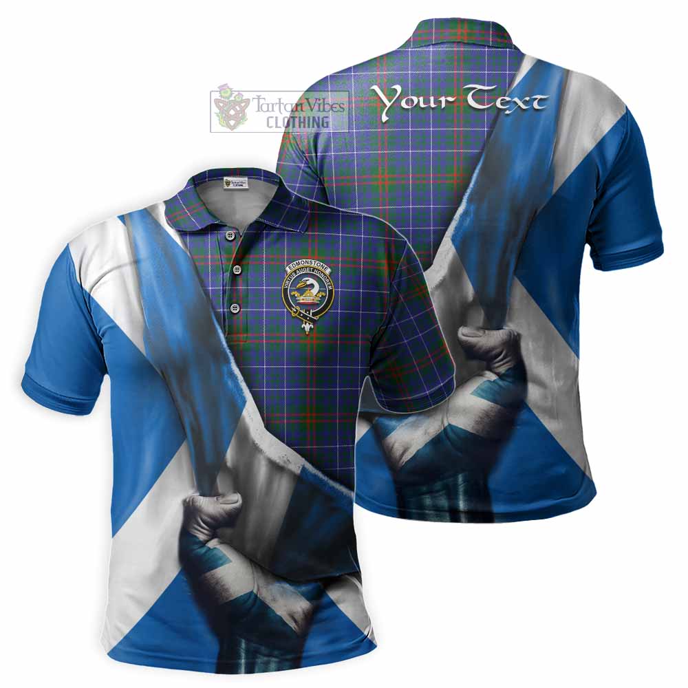 Tartan Vibes Clothing Edmonstone Tartan Polo Shirt with Family Crest Scotland Patriotic Style