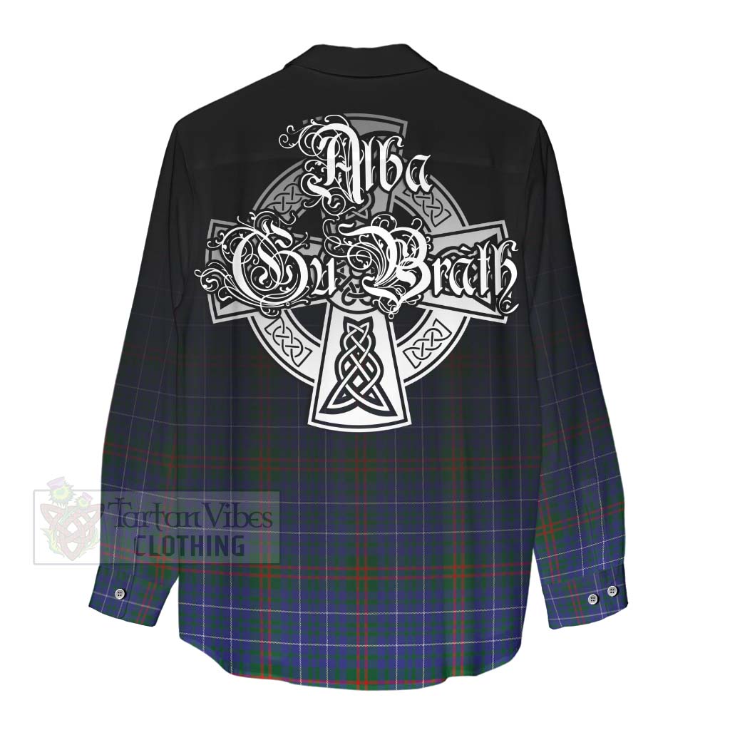 Tartan Vibes Clothing Edmonstone Tartan Women's Casual Shirt Featuring Alba Gu Brath Family Crest Celtic Inspired