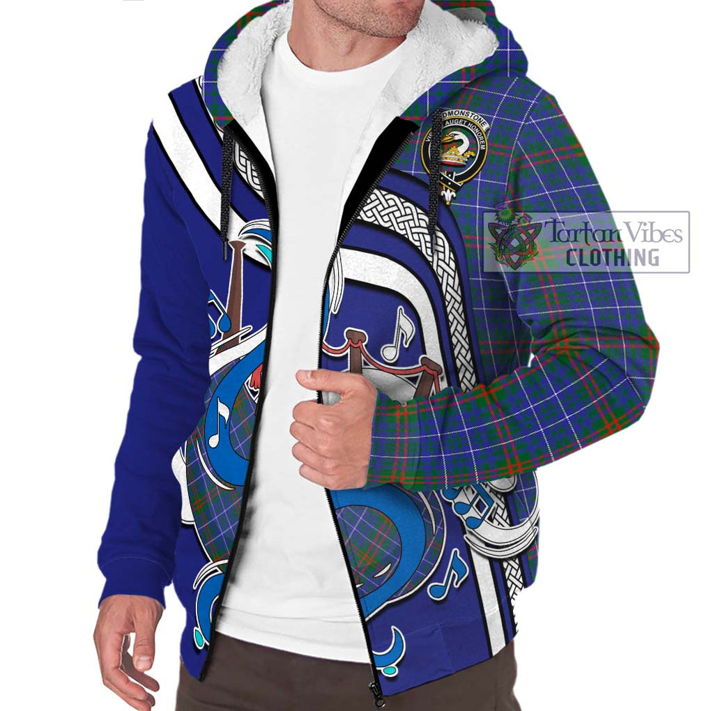 Edmonstone Tartan Sherpa Hoodie with Epic Bagpipe Style Unisex - Tartanvibesclothing Shop